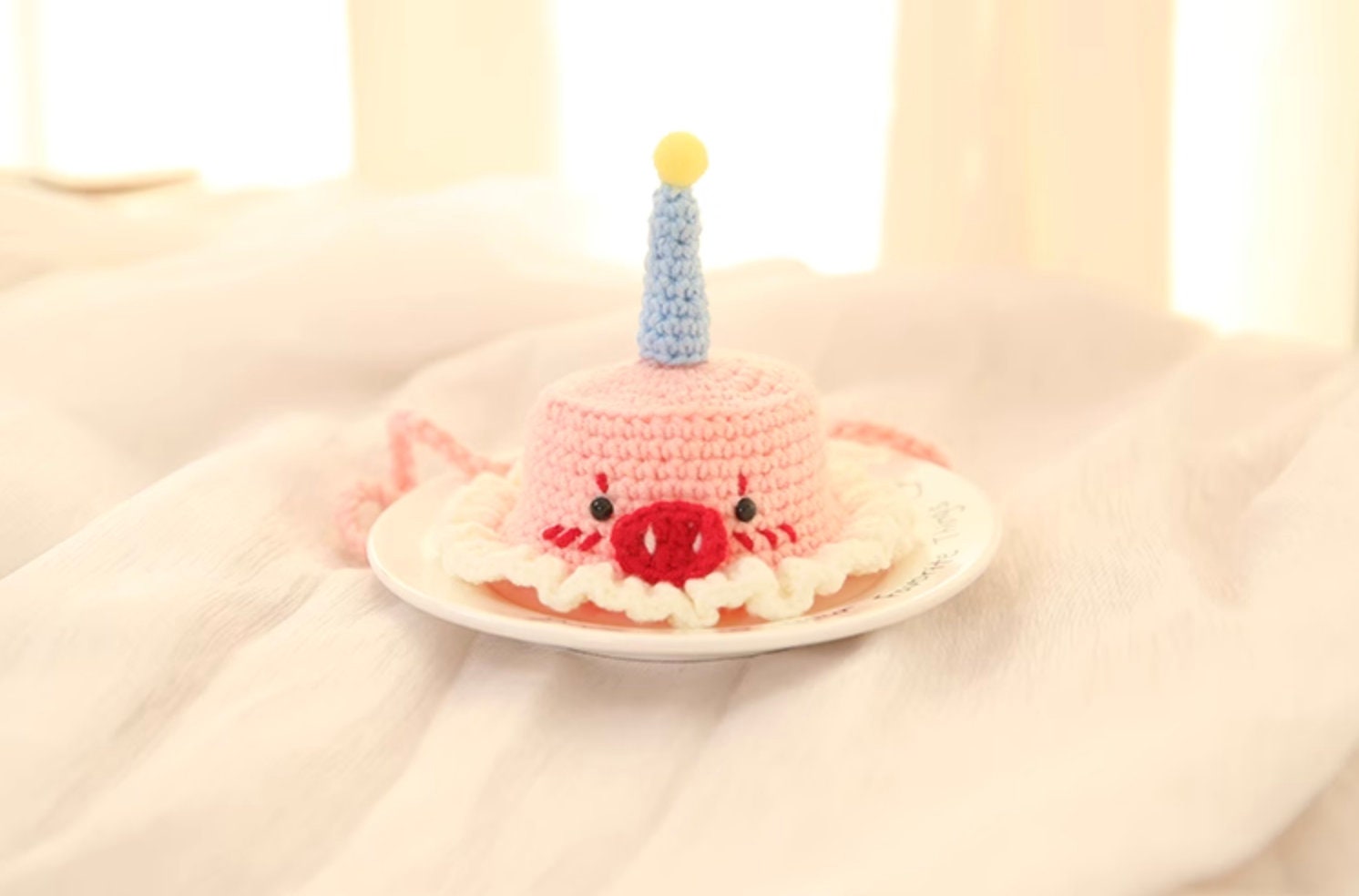 Handmade Crocheted Birthday Hat for Small Dog/cat Cute Pet Accessories