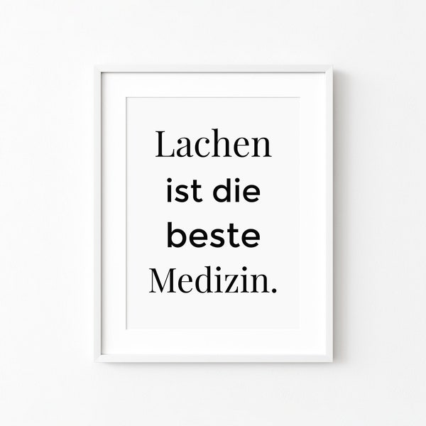 Laughter is the best medicine art print - positive affirmation as printable wall art for minimalist living room decoration Download