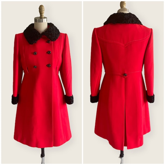 1960s Coat | Fantastic 60s Red Wool Coat with Ast… - image 1