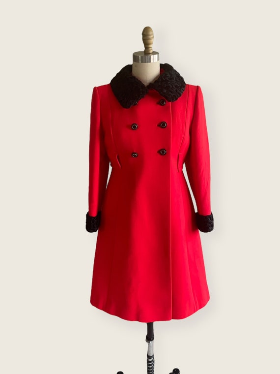 1960s Coat | Fantastic 60s Red Wool Coat with Ast… - image 3