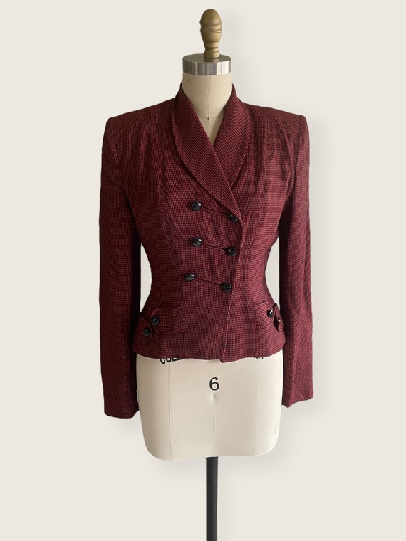 1940s Jacket | Beautiful Red and Black Houndstoot… - image 3