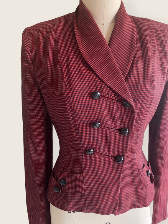 1940s Jacket | Beautiful Red and Black Houndstoot… - image 6