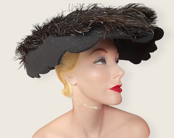 1940s Hat | Fab 40s Hat with Ostrich Feather