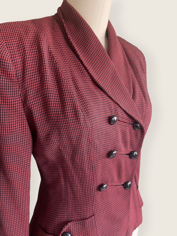 1940s Jacket | Beautiful Red and Black Houndstoot… - image 2