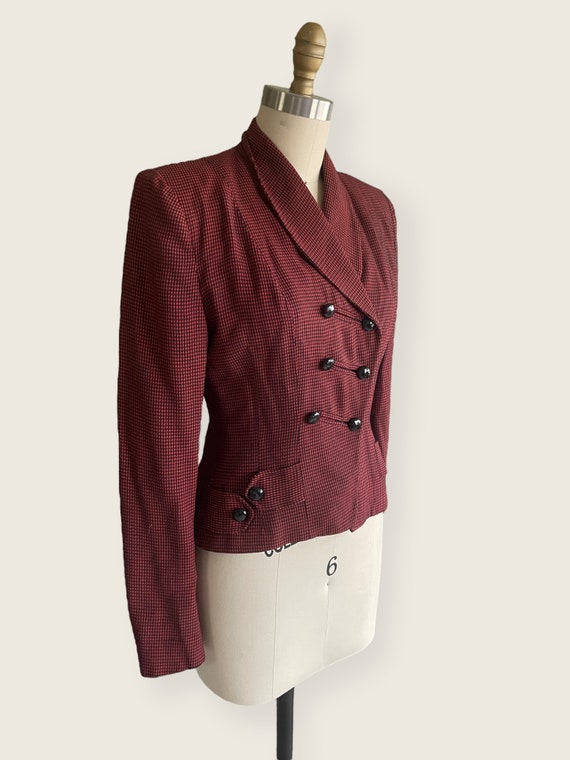1940s Jacket | Beautiful Red and Black Houndstoot… - image 5