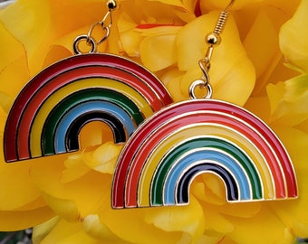 Regenbogen Ohrringe, Regenbogen Schmuck, handgemachte Ohrringe, handgemachter Schmuck, Regenbogen Zubehör, süße Ohrringe, süßer Schmuck, Ohrringe, Schmuck