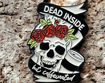 Enamel Pin, Enamel Pins, Coffee Pin, Skull Pin, Coffee Gift, Skull Accessories, Custom Pin, Funny Pin, Pins, Jewelry, Fashion Pin, Skulls