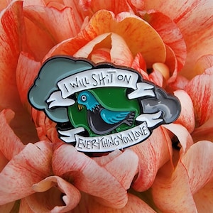 Enamel Pin, Funny Pin, Dark Humor, Enamel Pins, Accessories, Bird Pin, Funny Enamel Pin, Gift Idea, Gift, Pigeon Pin, Pins, Swear Word Pin,
