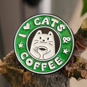 Alternative Pin, Cat Pin, Cat Lover, Cat Gift, Cats, Cute Cat, Cat Lover Gift, Cat Accessories, Enamel Pin, Coffee Lover, Gift, Coffee Pin,