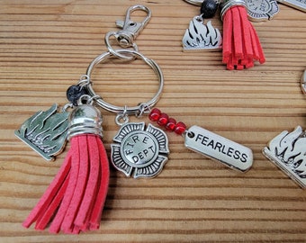 Firefighter Keychain, First Responder, Hero Keychain, Firefighter Gift, Handmade Keychain, Keychain, Jewelry, Custom Keychain, Firefighters