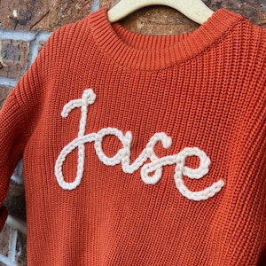 Hand Embroidered Custom Name Sweater for Baby or Toddler. Baby Shower Gift.