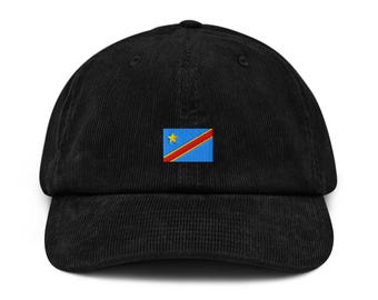 Gorra con la bandera de la RDC, Copa Mundial 2026, gorra de pana de la RDC de Heritage Mrch.