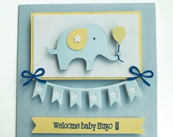 Elephant with balloon baby shower card | New baby card | Cute baby shower card | Pregnancy congratulations
