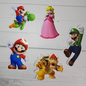 Mario stickers, Mario Brothers stickers, Mario gift, Luigi stickers, Princess Peach stickers, Bowser stickers, Yoshi stickers