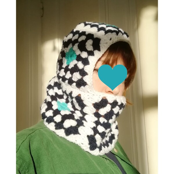 Handmade crochet balaclava granny square, colorful and cute winter ski mask - Cagoule crochet fait main, colorée et mignonne