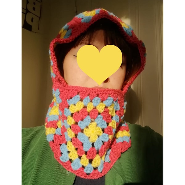 Handmade crochet balaclava granny square, colorful and cute winter ski mask - Cagoule crochet fait main, colorée et mignonne