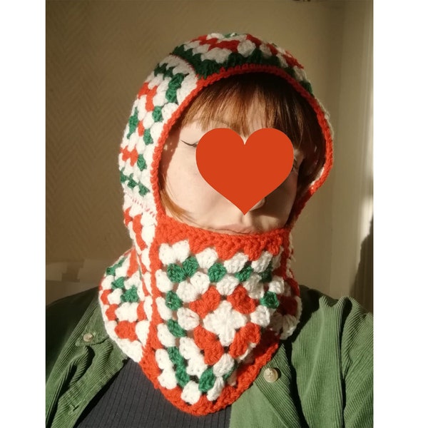 Handmade crochet balaclava granny square, colorful and cute winter ski mask - Cagoule crochet fait main, colorée et mignonne