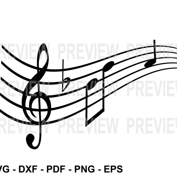 INSTANT Download. Musical notation  svg, dxf cut files and clip art.