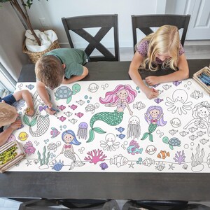 Giant Mermaids Fantasy Coloring Sheet or Paper Color Tablecloth Large ...