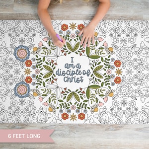 Póster gigante de "Discípulo de Cristo SUD" en color, papel religioso, cubierta de mesa, decoración grande para aula, fiestas familiares, 183 x 61 cm