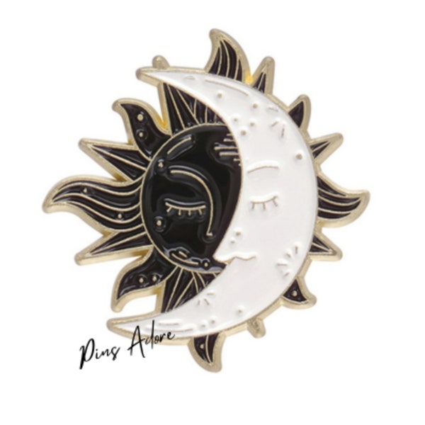 Celestial Sun and Moon Enamel Pin - Cute Lapel Badge, Cosmic Backpack Pin, Unique Astrology Gift Accessory