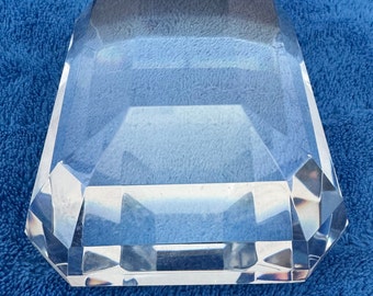 Vintage Tiffany & Co. Emerald Cut Crystal Paperweight