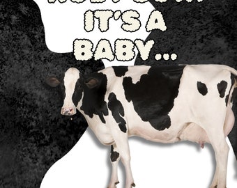 Digital Gender Reveal | For Social Media & IM | Gender Neutral Theme | Cow themed baby party| Holy Cow!| Buy Once And Done!