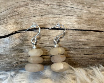 Pebble Cairn Stone Boho Zen Hypoallergenic 925 Sterling Silver Earrings