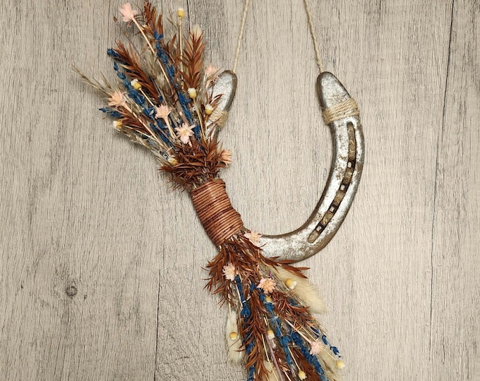 COZY CAMPFIRE hand decorated worn horseshoe for your home or makes a great gift