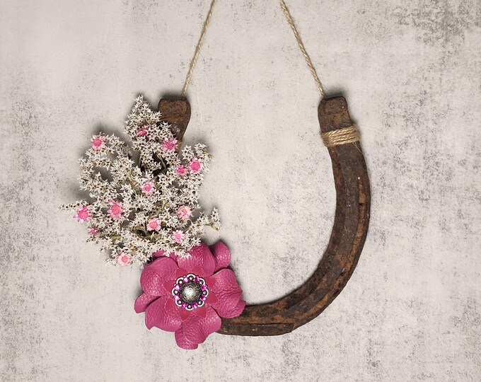 Hand decorated worn horseshoe for your home or makes a great gift