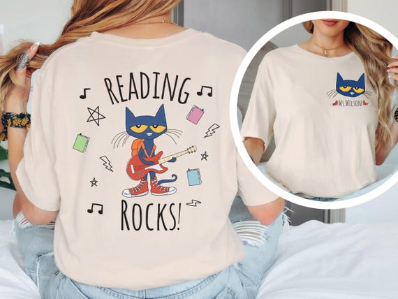 Reading Rocks,March is Reading Month,Custom Teacher Shirt,Book Shirt,Character Day, Back to School,Pete the Cat,Read More Books,Teacher Gift