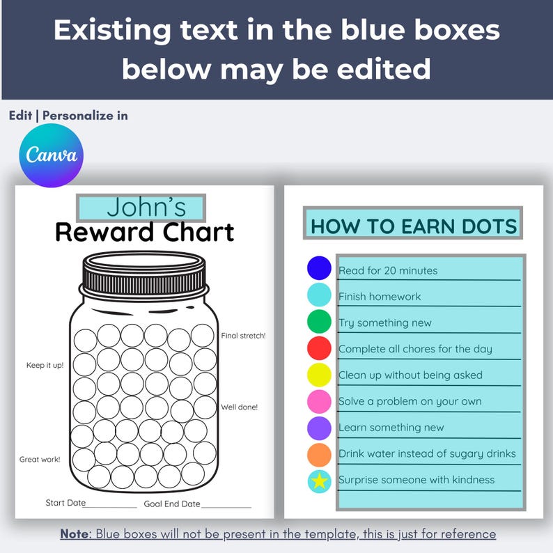 Editable Reward Jar Printable Reward Chart - Goal Tracker for Kids ...