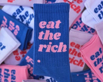 Calcetines Eat the Rich Calcetines de algodón Calcetines de tenis rosas Calcetines deportivos Smash Patriarchy Verano Queer Flinta* Navidad Cumpleaños Unisex