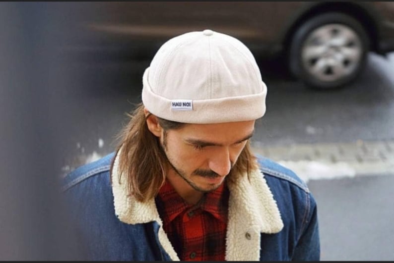 Docker Cap Dockers Hipster Seemann Fisherman Kappe Hat Hut Herren Damen Mütze Unisex Chef Kochmütze non binär Fischer Fischermann Beige