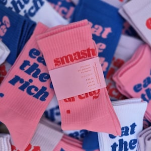 Smash the Patriarchy Socks Cotton Socks Pink Red Tennis Socks Patriarchy Sports Socks Christmas Gift Christmas Birthday Unisex image 7