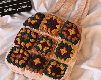 Granny Square Bag, Crochet Shoulder Bag, Bohemian Woman Purse, Birthday Gifts, Handmade Bags, Crochet Purse, Afghan Bag, Vintage Style Bag