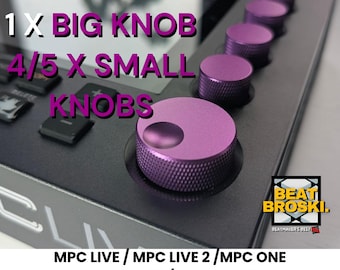 Ensembles complets de boutons pour MPC LIVE 1 / 2 / 3 / One / Force / Key 37 / Key 61 / Touch / Grip en aluminium avec molette de réglage des données - Violet