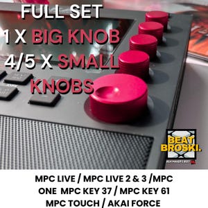Set completo di manopole per MPC Knob MPC LIVE 1 / 2 / 3 / One / Force / Key 37 / Key 61 / Touch / Impugnatura in alluminio Ruota dati Quadrante rotante Luce rossa