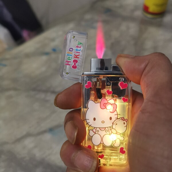 Kitty led flash light refillable cigarette lighter