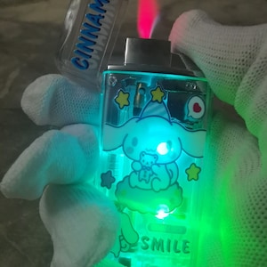Good luck smile cinnamon led flashing refillable and reusable gas lighter