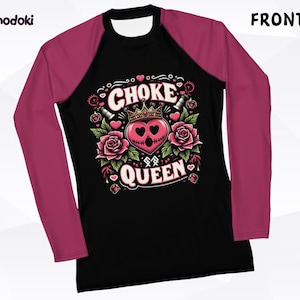 Choke Queen Women&#39;s BJJ Rash Guard, Jiu Jitsu Rash Guard, Grapple Gear, MMA Top, No gi, Wrestling Shirt for Women, Swimwear, Swim Top