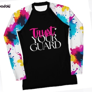 Watercolor Splash Women&#39;s BJJ Rash Guard, Funny Jiu Jitsu Rash Guard, Grapple Gear, MMA Top, No Gi, Wrestling Shirt for Women, Swimwear