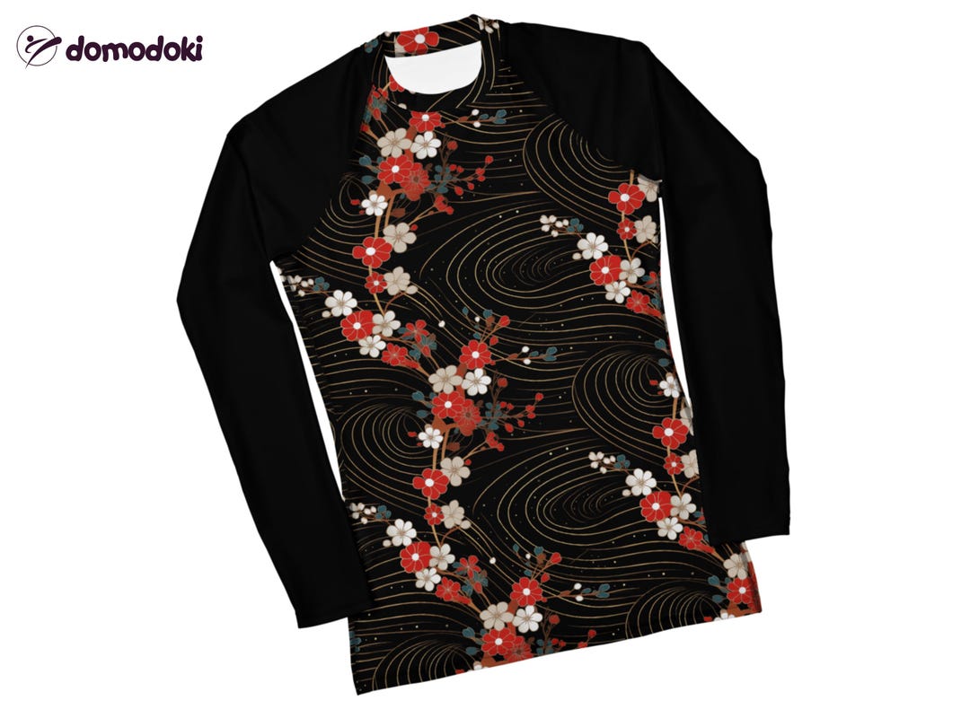 Japanese Flowers BJJ Rash Guard for Women, MMA Top, No Gi, Grapple Gear ...