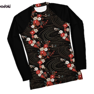 Japanse bloemen BJJ Rash Guard voor dames, MMA-top, no Gi, grapple Gear, worstelshirt, badkleding, zwemtop