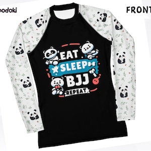 Eat Sleep BJJ Repeat BJJ Rash Guard dames, Funny Jiu Jitsu Rash Guard, Grapple Gear, MMA Top, No Gi, Worstelshirt voor dames, Badmode