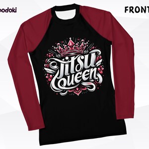 Jitsu Queen Women&#39;s BJJ Rash Guard, Jiu Jitsu Rash Guard, Grapple Gear, MMA Top, No gi, Wrestling Shirt for Women, Swimwear, Swim Top