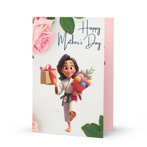 Tarjeta del Día de la Madre de BJJ, tarjeta de felicitación del Día de la Madre de Jiu Jitsu, mensaje divertido en el interior