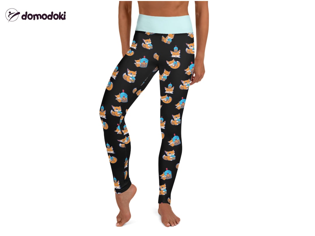 Corgi Boba Women Leggings, High Waisted Tights for Yoga, Jiu Jitsu