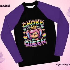 Choke Queen BJJ Rash Guard, Jiu Jitsu rash guard, MMA Top, No gi, Grappling Gear, Wrestling Shirt, Swimwear, jiu jitsu gift