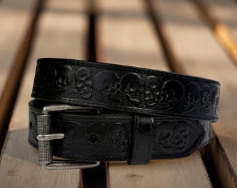 Black Leather Skulls Men display picture 1